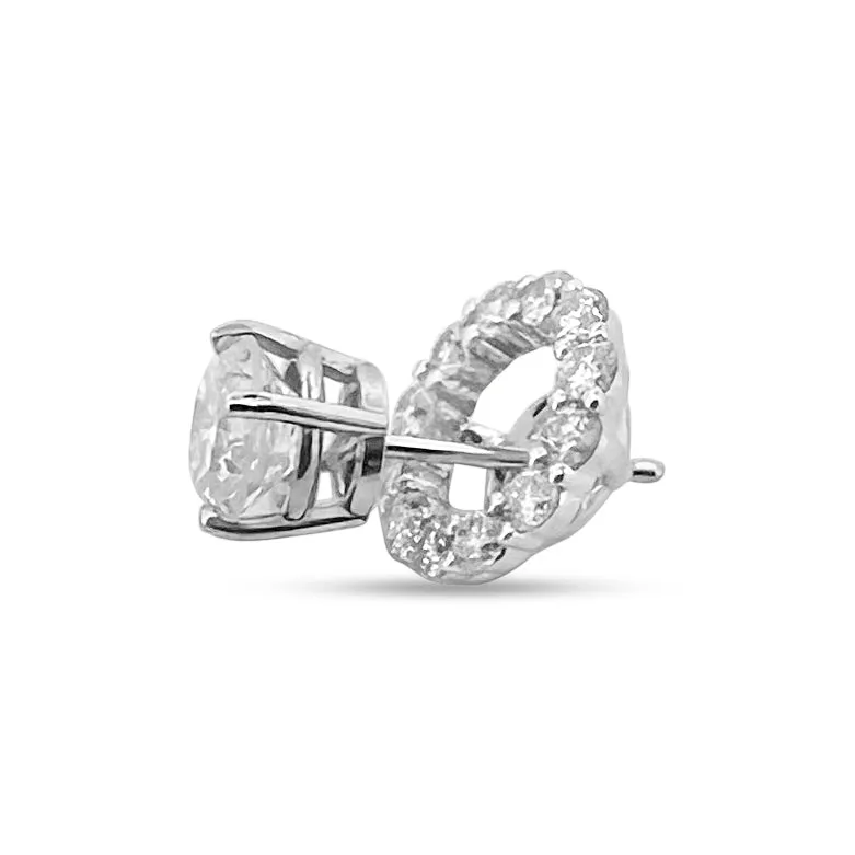 0.89ctw Round Brilliant Natural Diamond Earring Jacket Halos in 14k White Gold