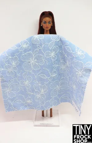 12" Fashion Doll F0288 White Flowers on Blue Fabric