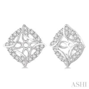 1/4 Ctw Round Cut Diamond Jacket Earrings in 14K White Gold