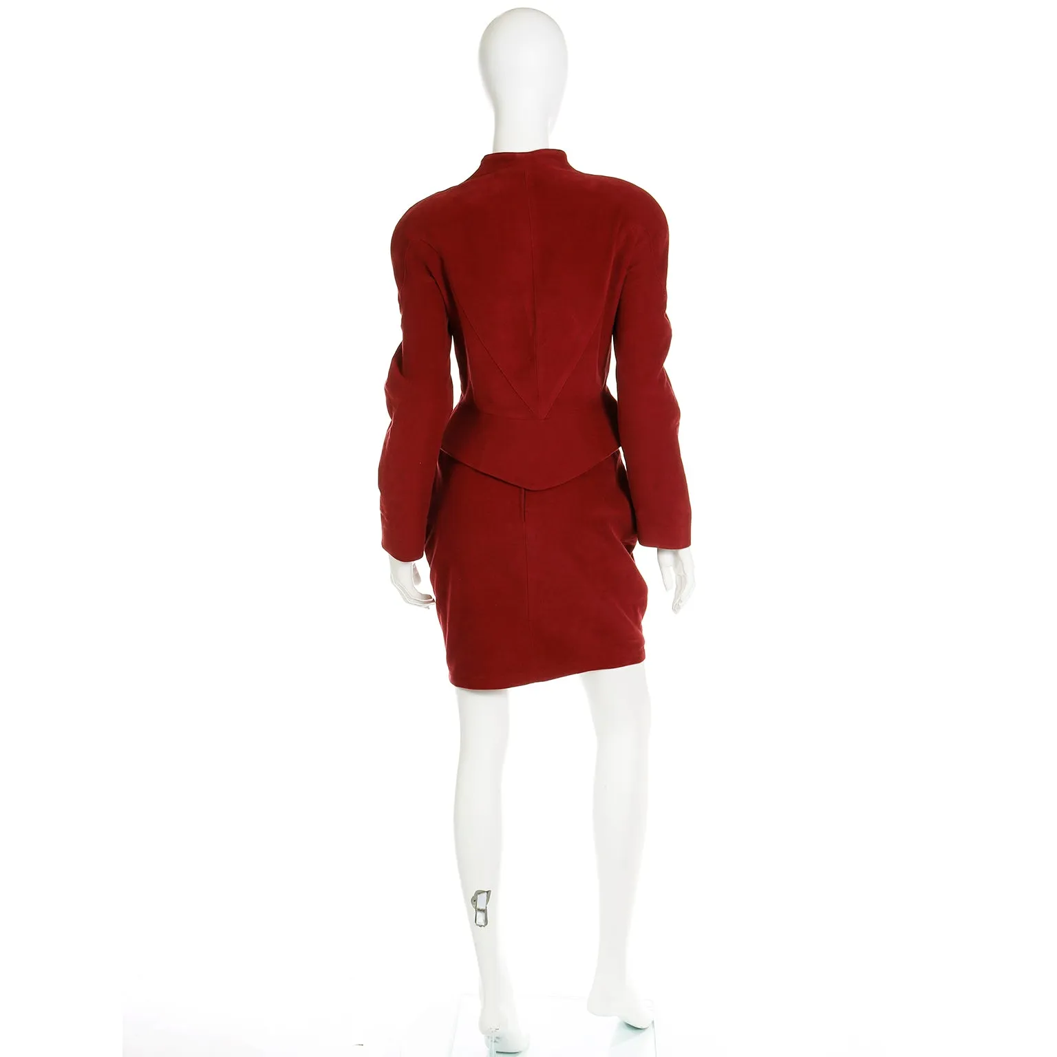 1990s Thierry Mugler Brick Red Deadstock Skirt & Jacket Suit W Tags