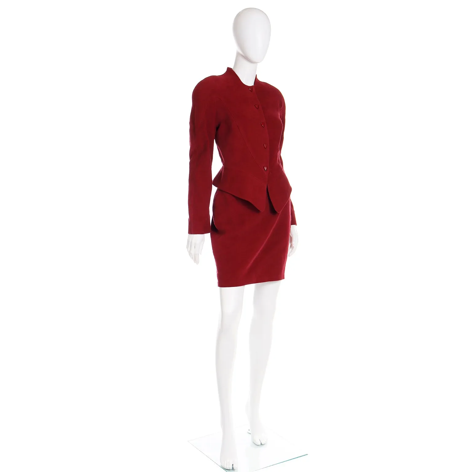 1990s Thierry Mugler Brick Red Deadstock Skirt & Jacket Suit W Tags