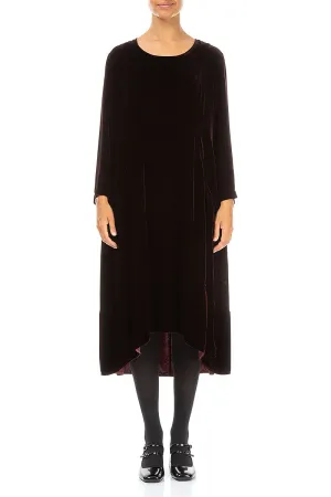 A-Line Merlot Silk Velvet Dress