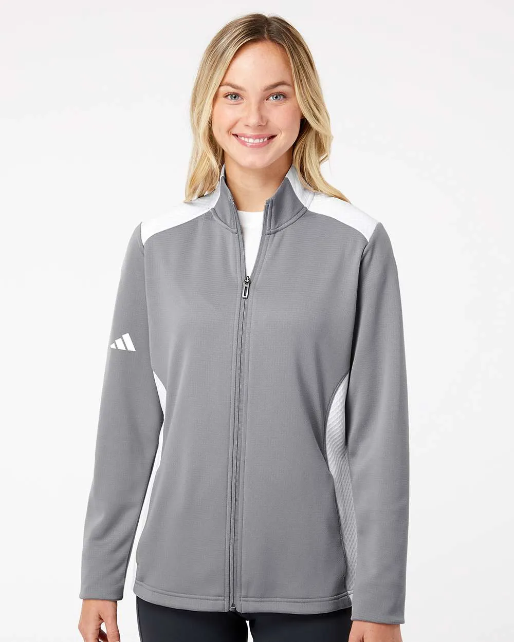 Adidas Women's Textured Mixed Media Full-Zip Jacket A529