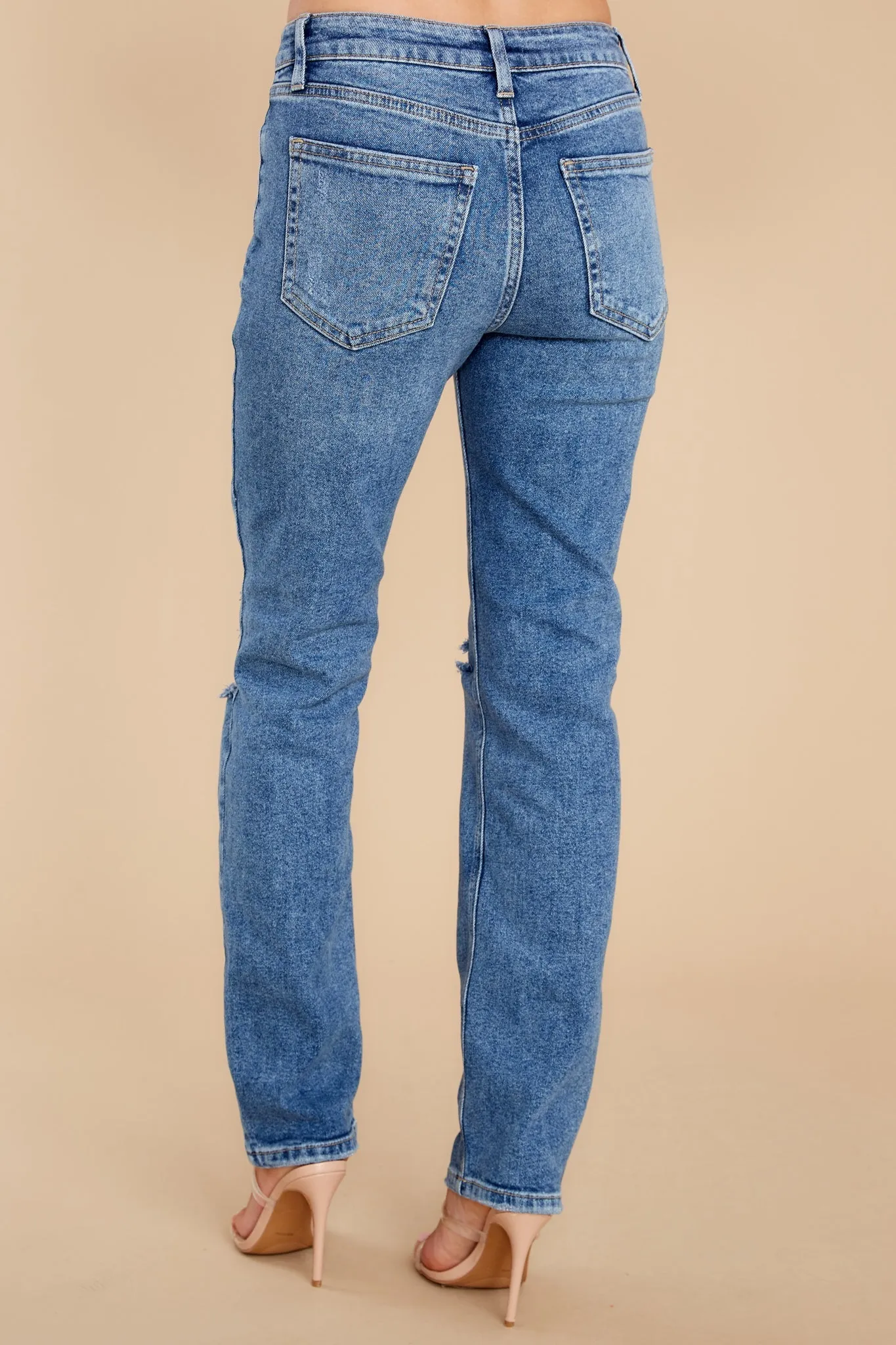 All The Rage Medium Wash Distressed Straight Jeans