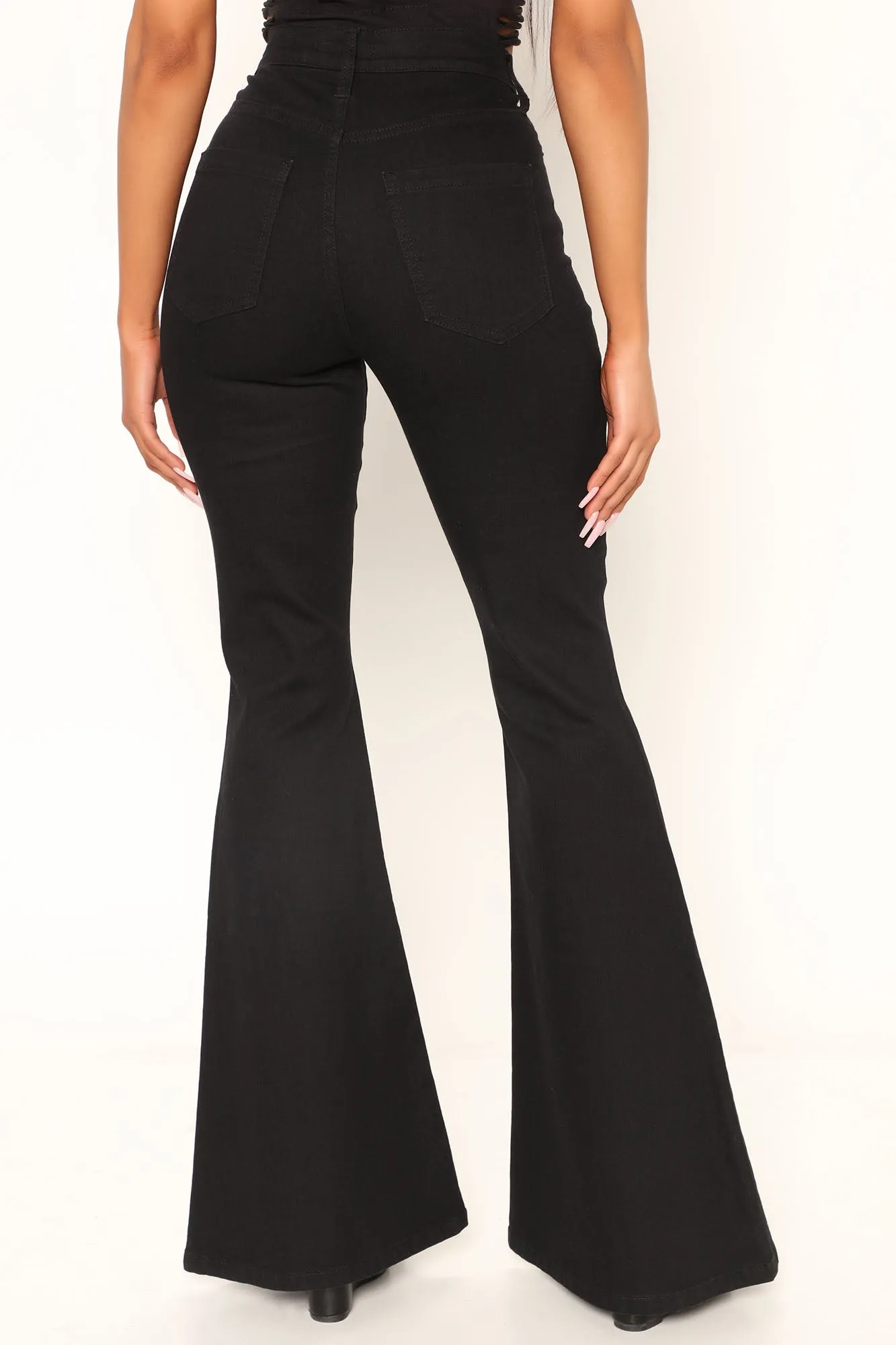 Always A Mystery Stretch Bell Bottom Jeans - Black