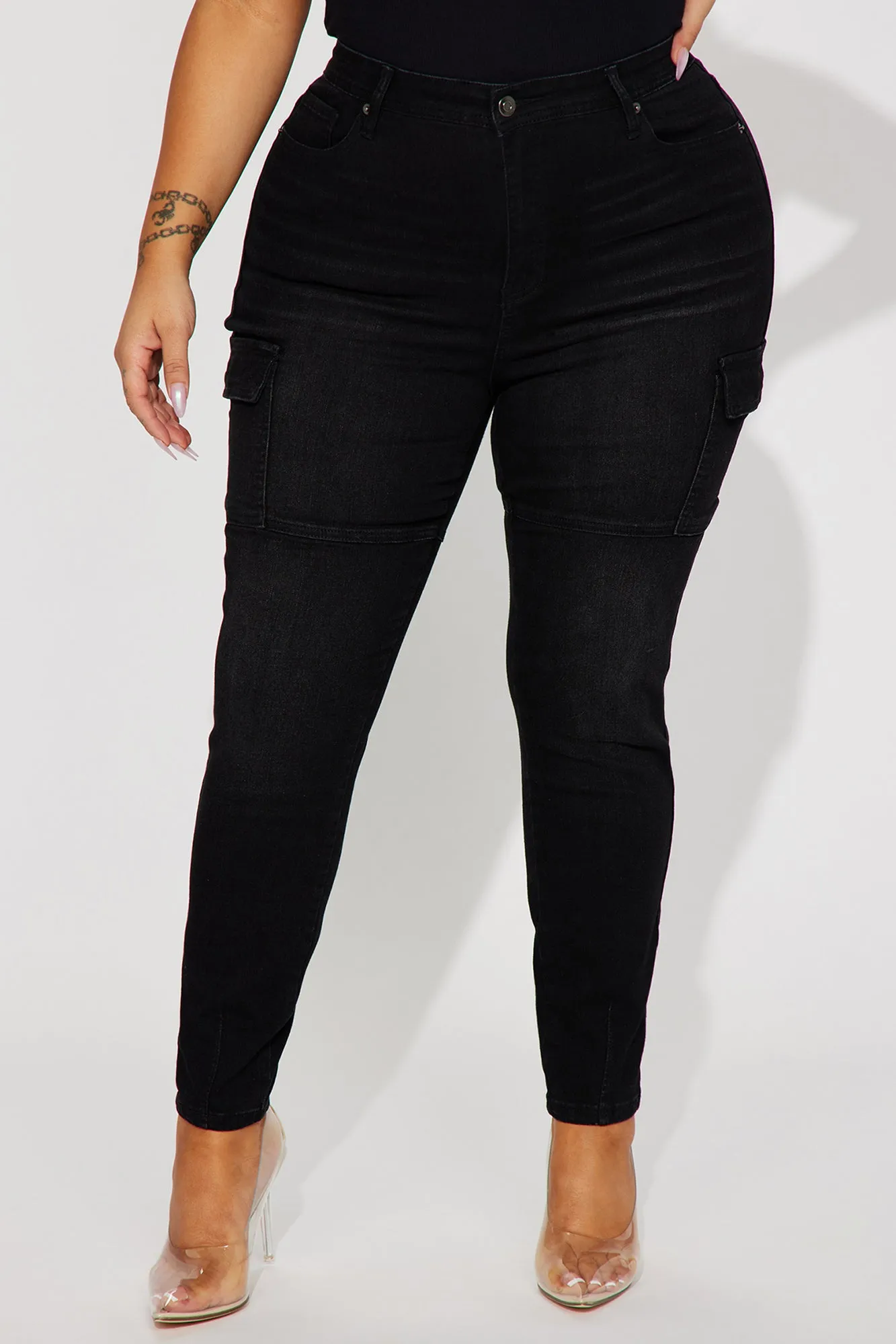 Always In Control Stretch Cargo Skinny Jean - Black