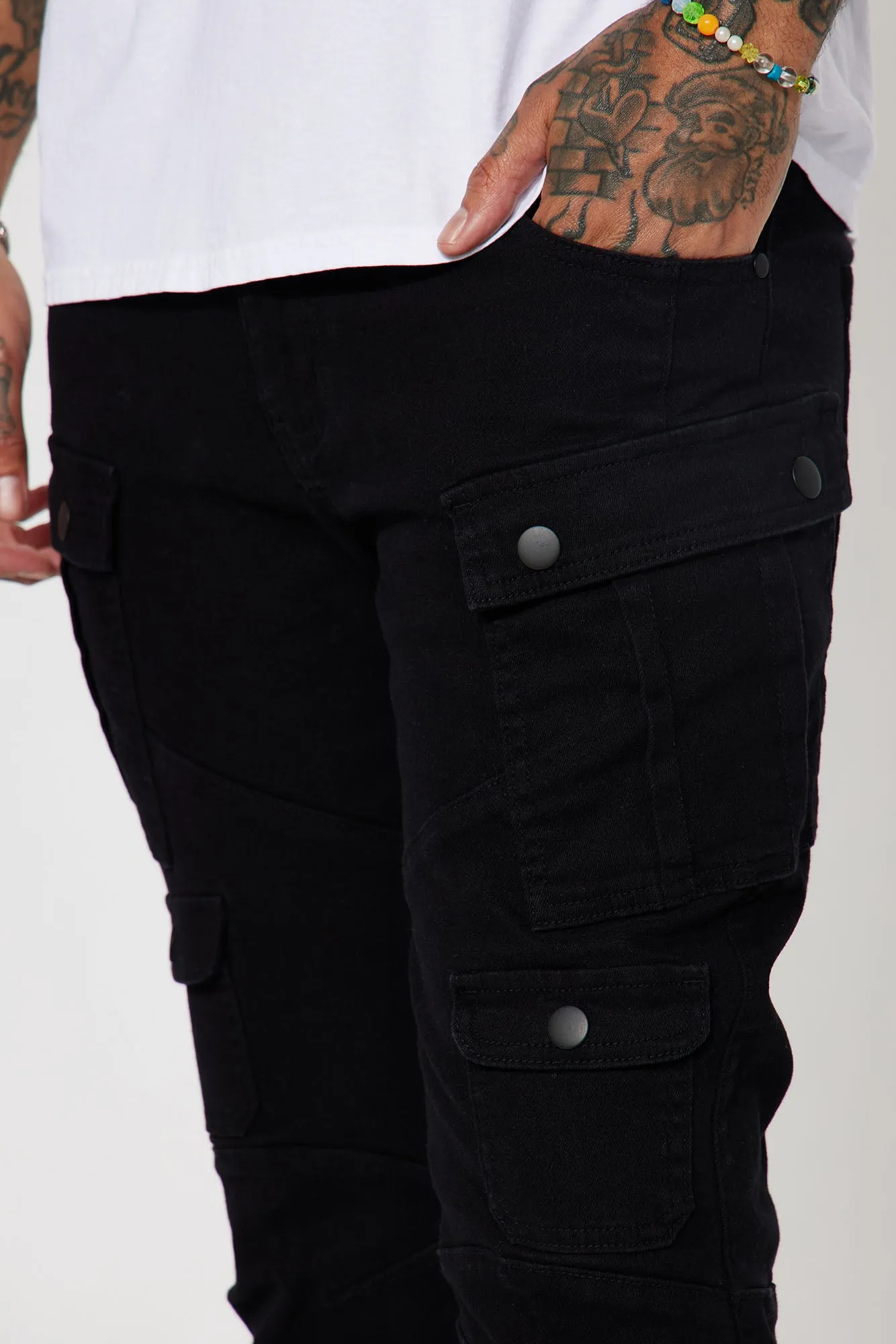 Always On The Go Cargo Skinny Jeans - Black