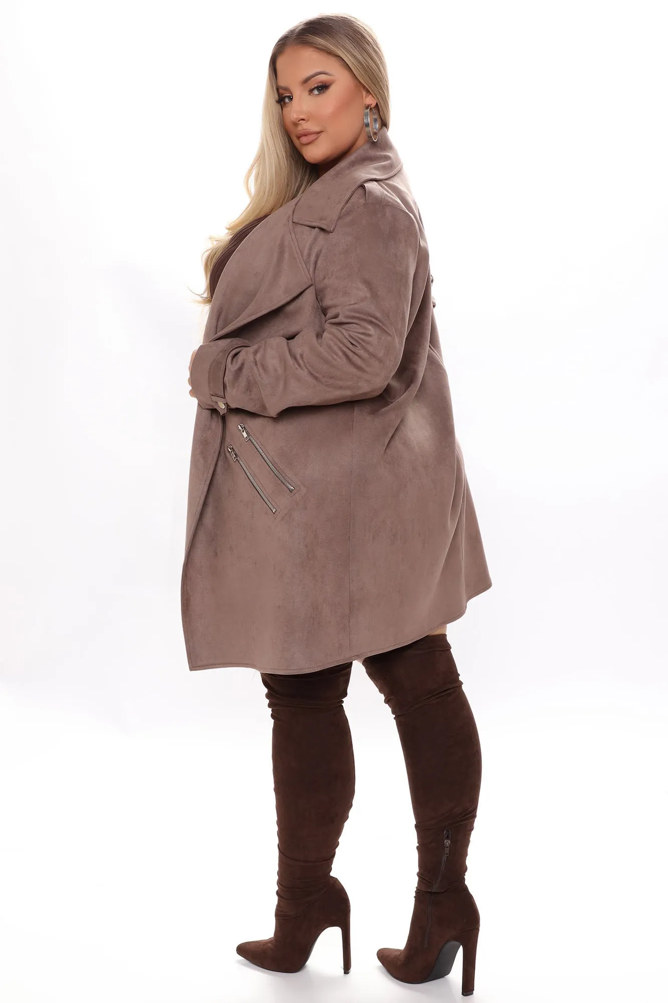 Always On The Go Faux Suede Jacket - Taupe