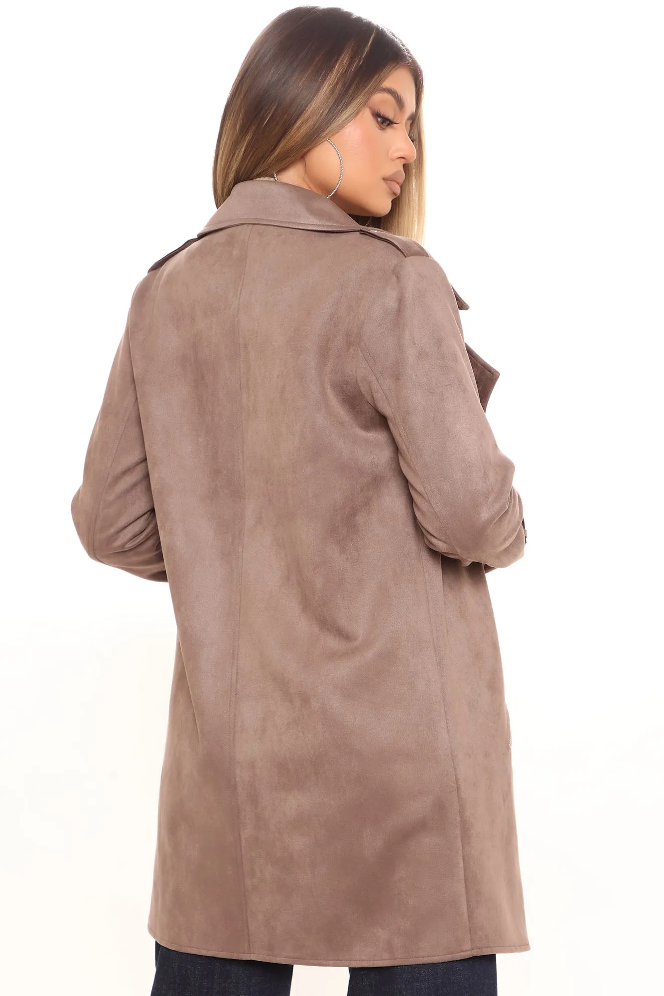 Always On The Go Faux Suede Jacket - Taupe