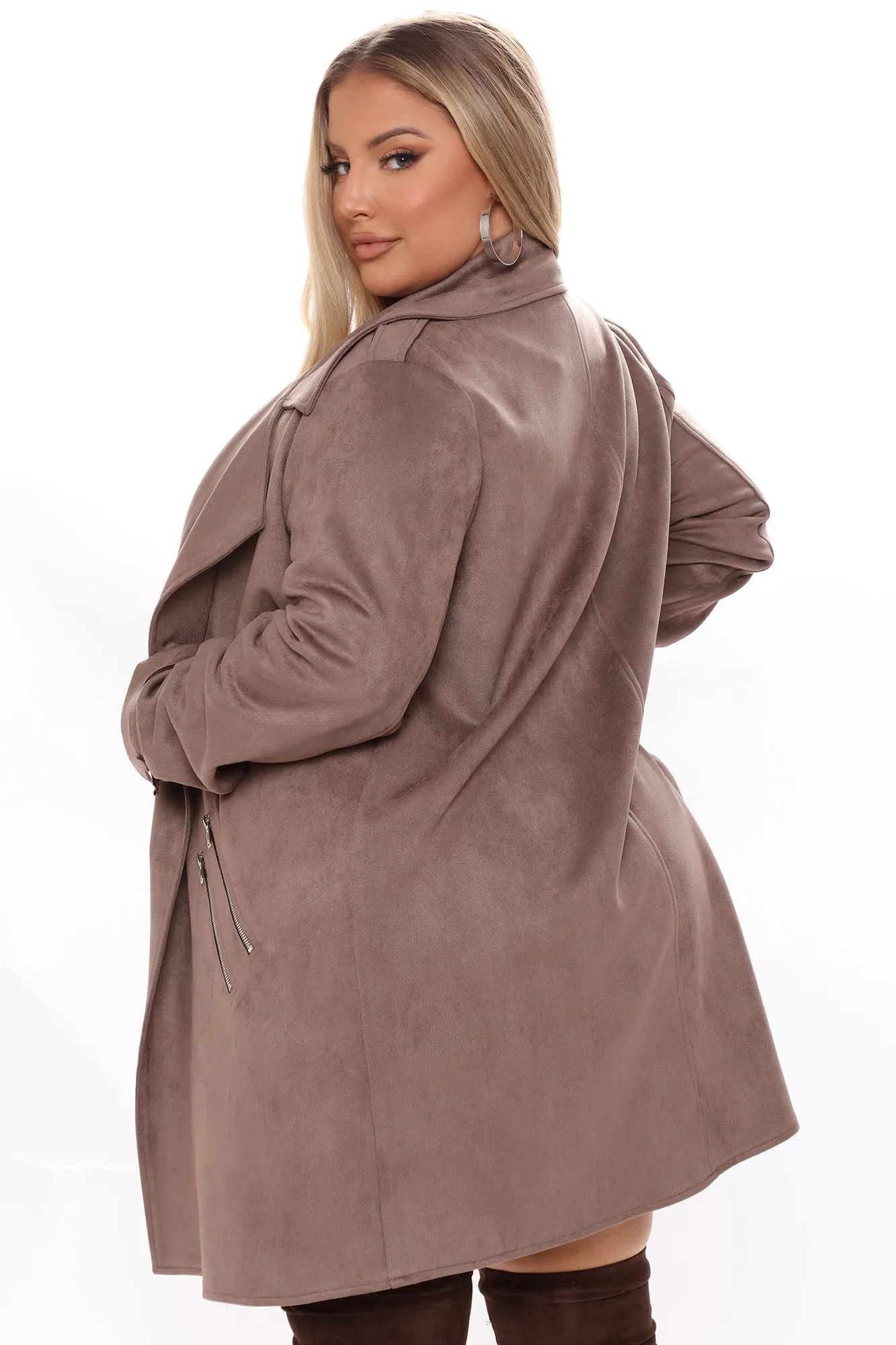 Always On The Go Faux Suede Jacket - Taupe