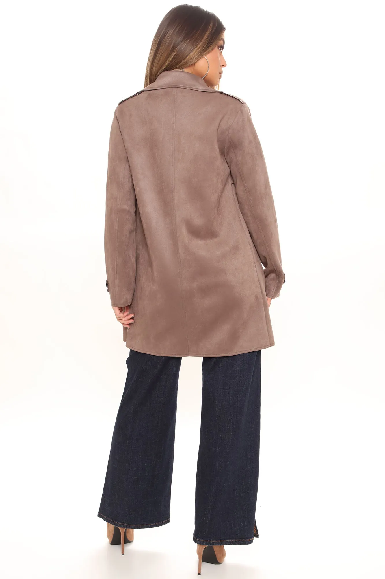 Always On The Go Faux Suede Jacket - Taupe