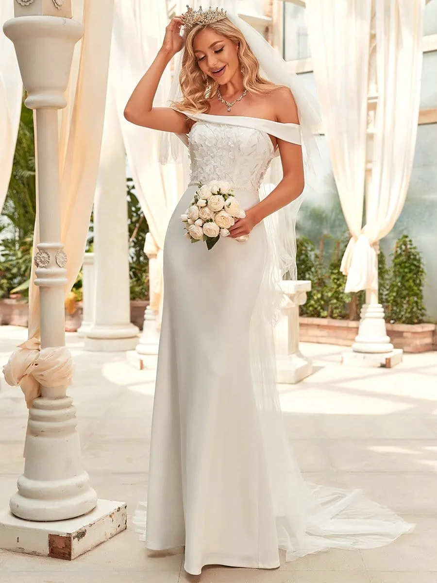 Applique Off-Shoulder Bodycon Fishtail Wedding Dress