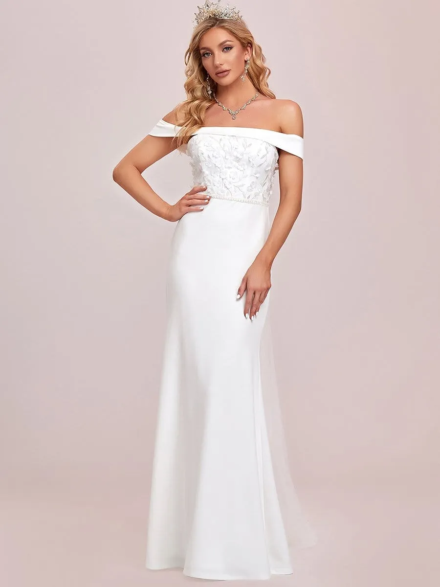 Applique Off-Shoulder Bodycon Fishtail Wedding Dress