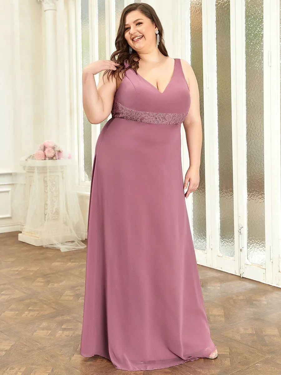 Backless Lace A-Line Chiffon Bridesmaid Dress