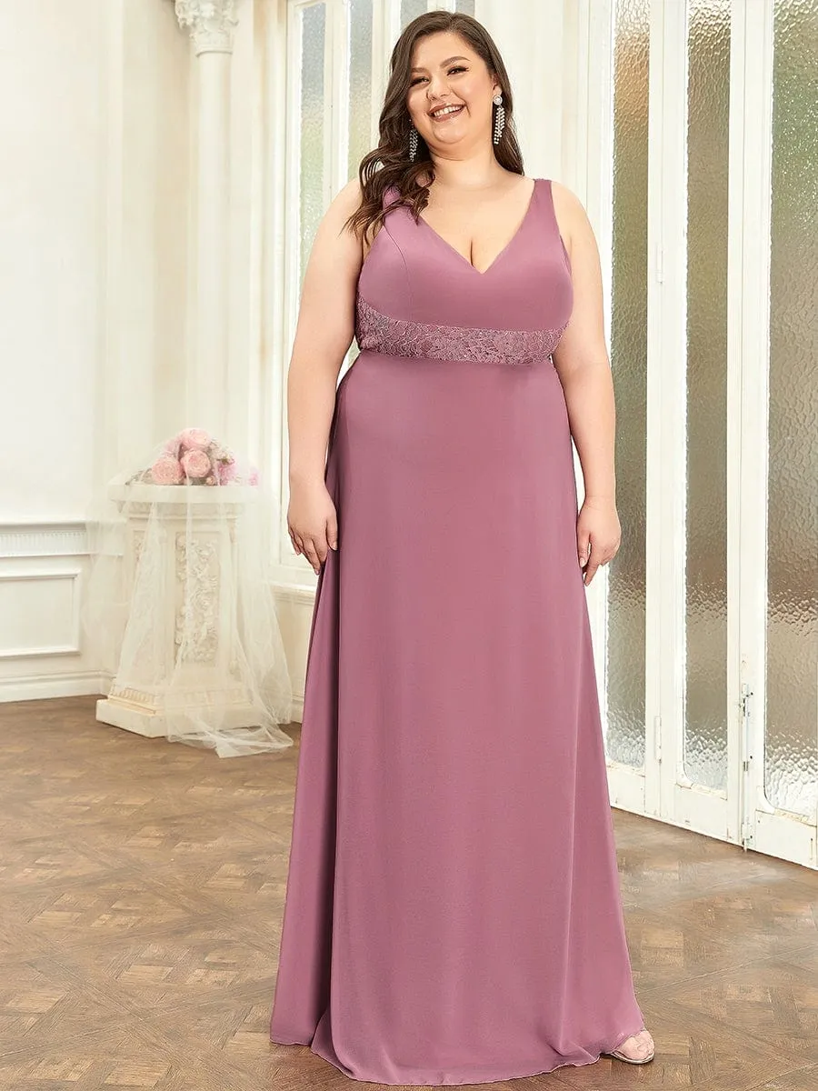 Backless Lace A-Line Chiffon Bridesmaid Dress