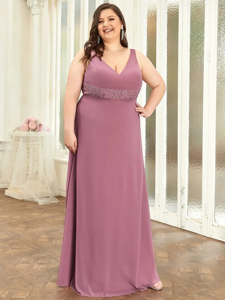 Backless Lace A-Line Chiffon Bridesmaid Dress