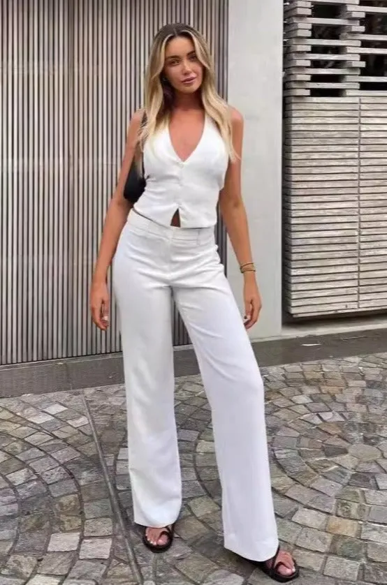 Backless Suspender Top pants Suit