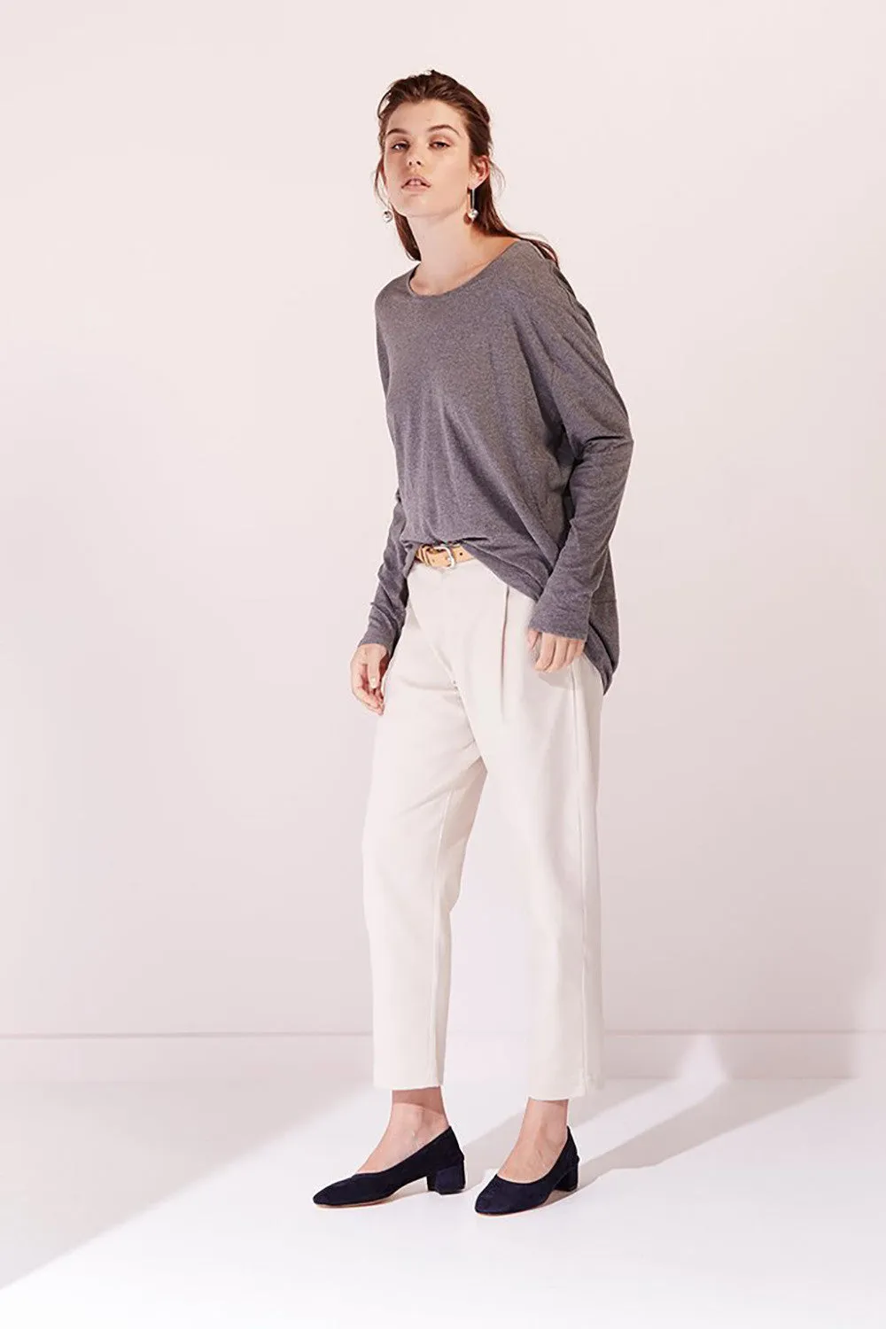 BB Drape Back Top - Dark Grey Marle