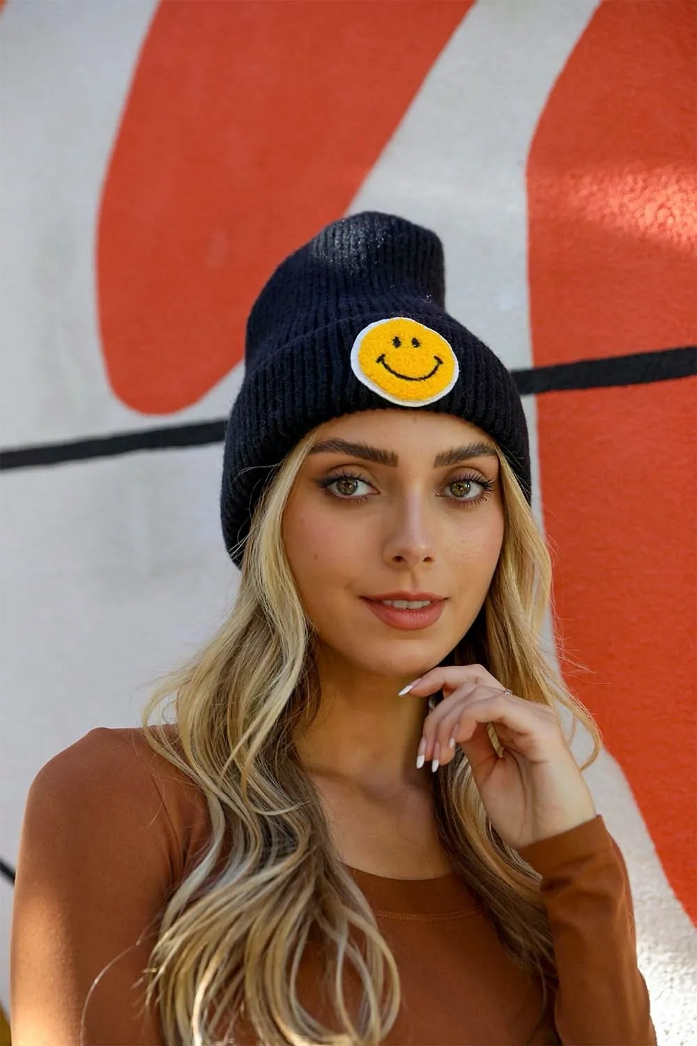 Beanie - Smiley - Black