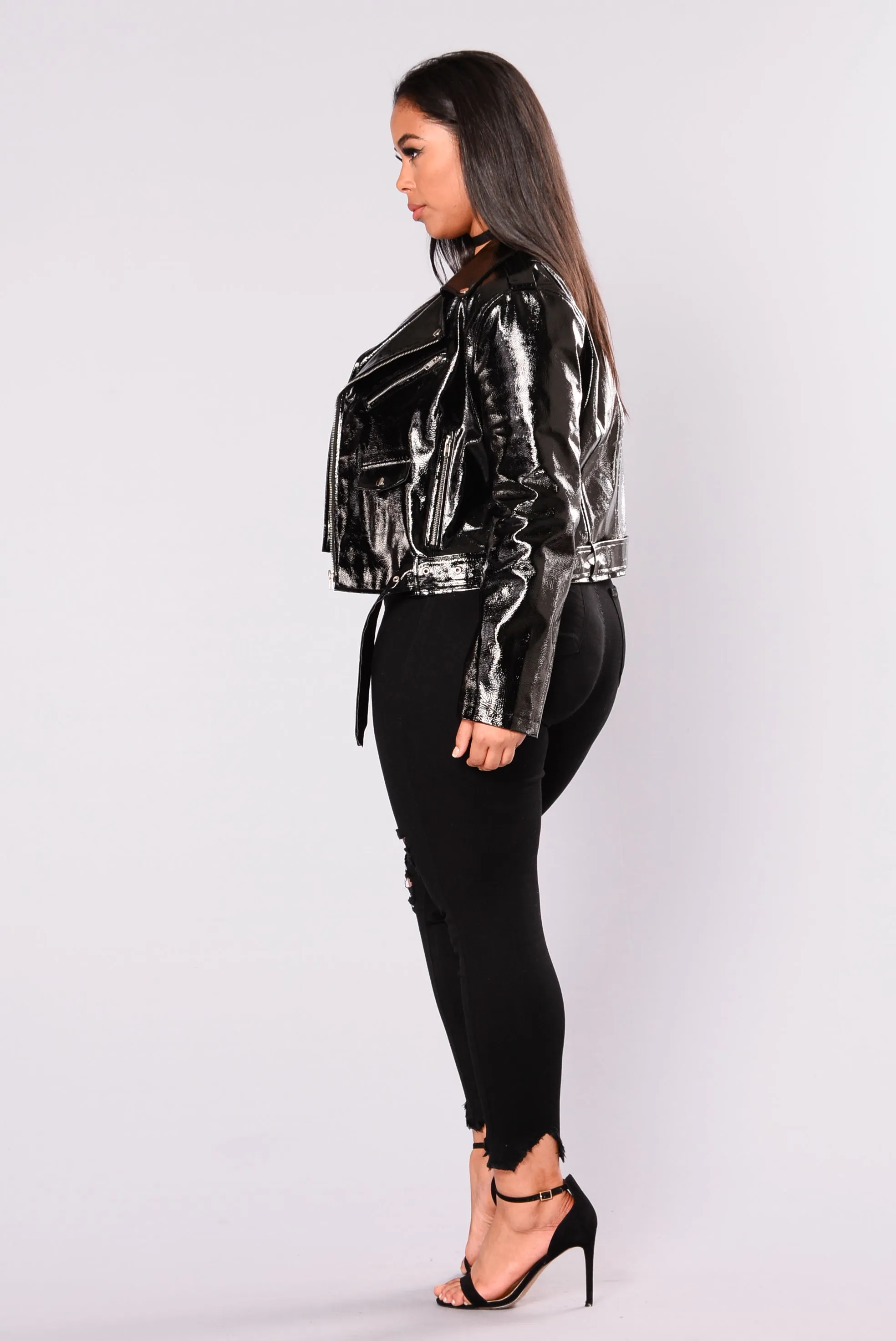 Better Work It Patent Leather Jacket - Black