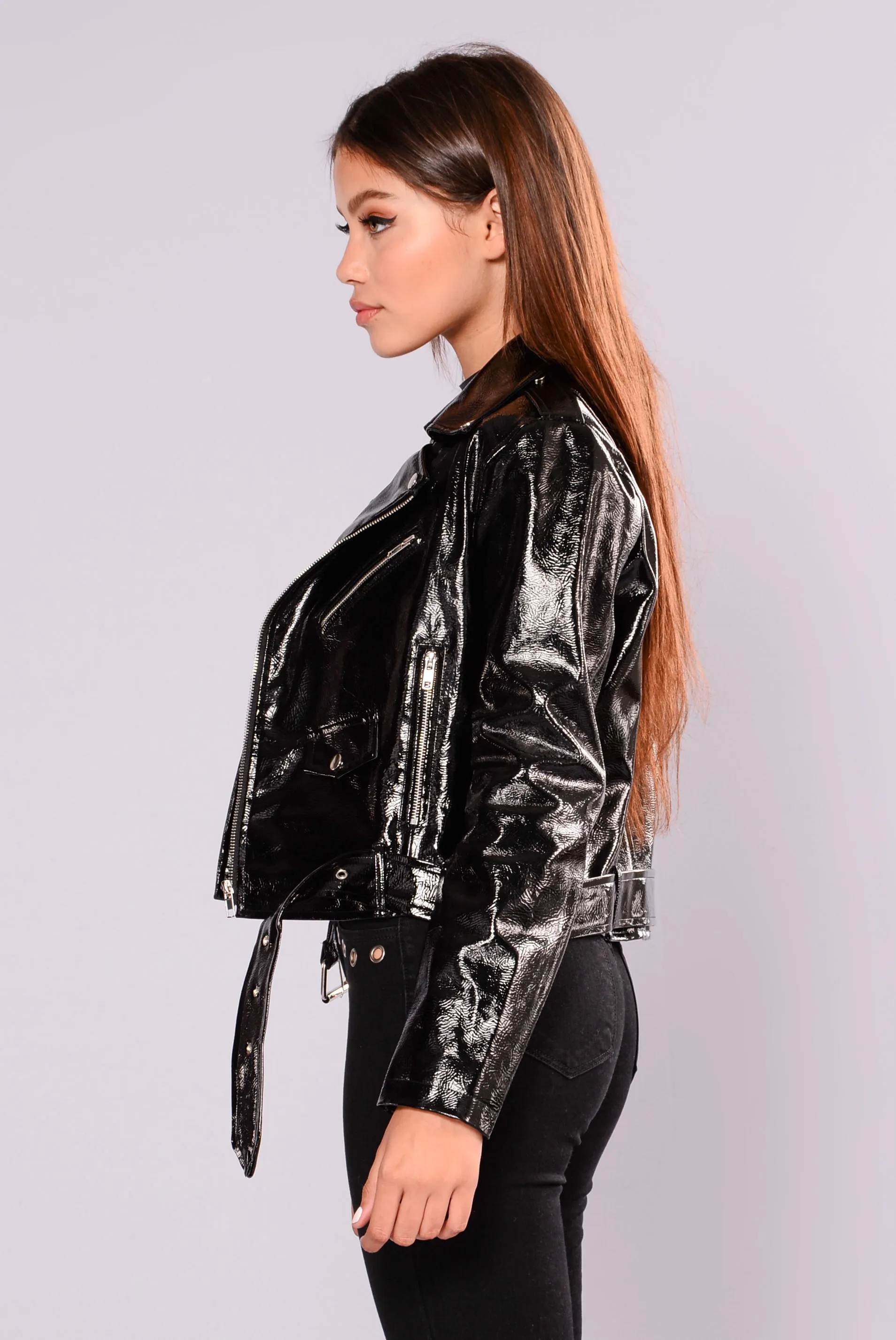 Better Work It Patent Leather Jacket - Black