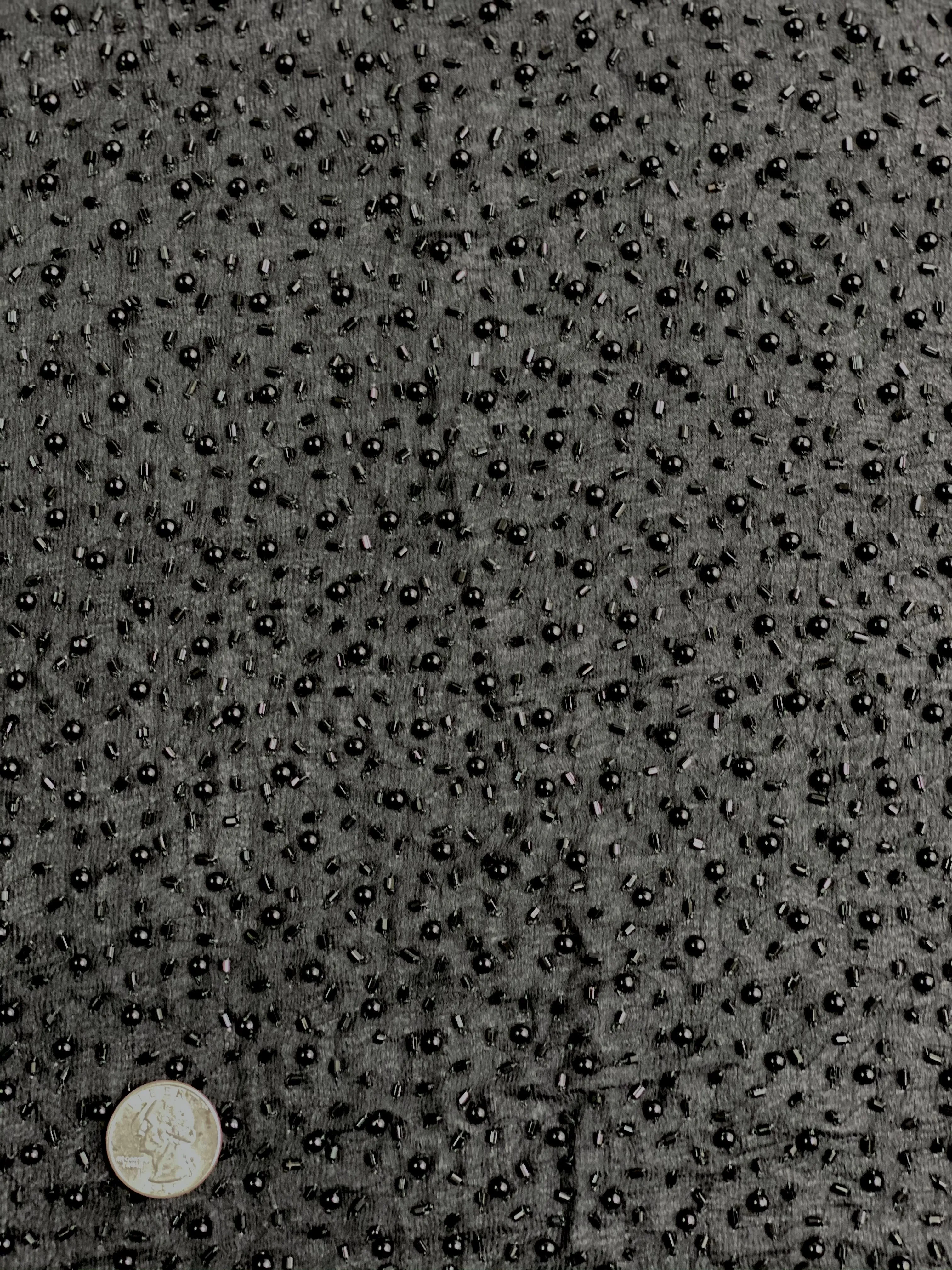 Black Sequin & Beads On Silk Chiffon JEC-011-24 Fabric