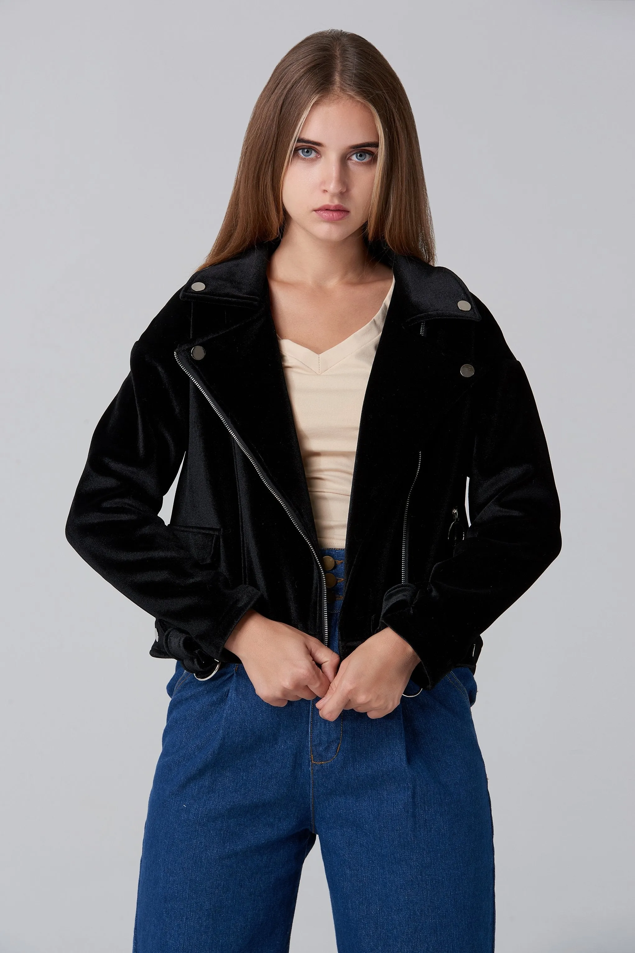 Black Velvet Moto Jacket