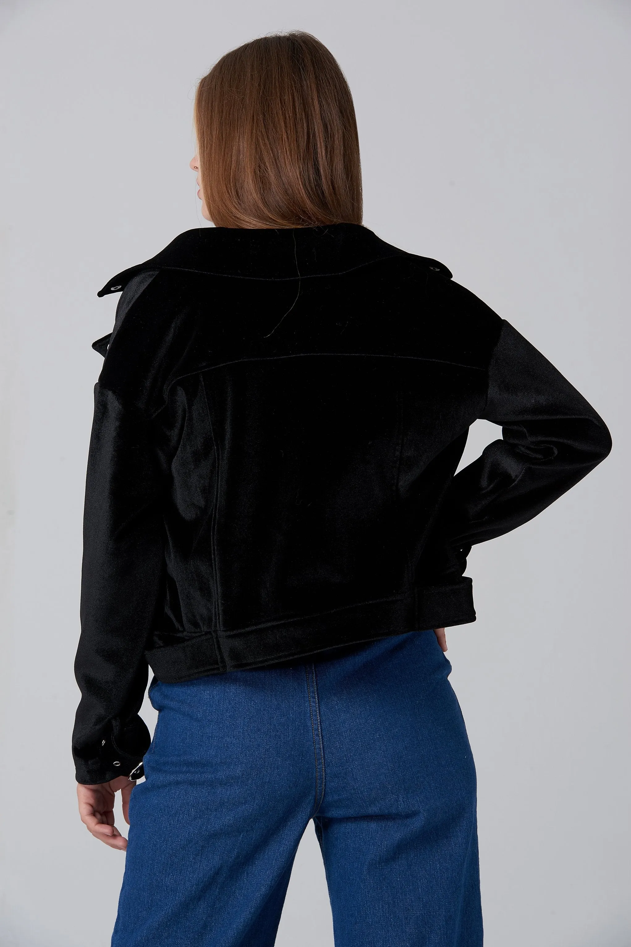 Black Velvet Moto Jacket