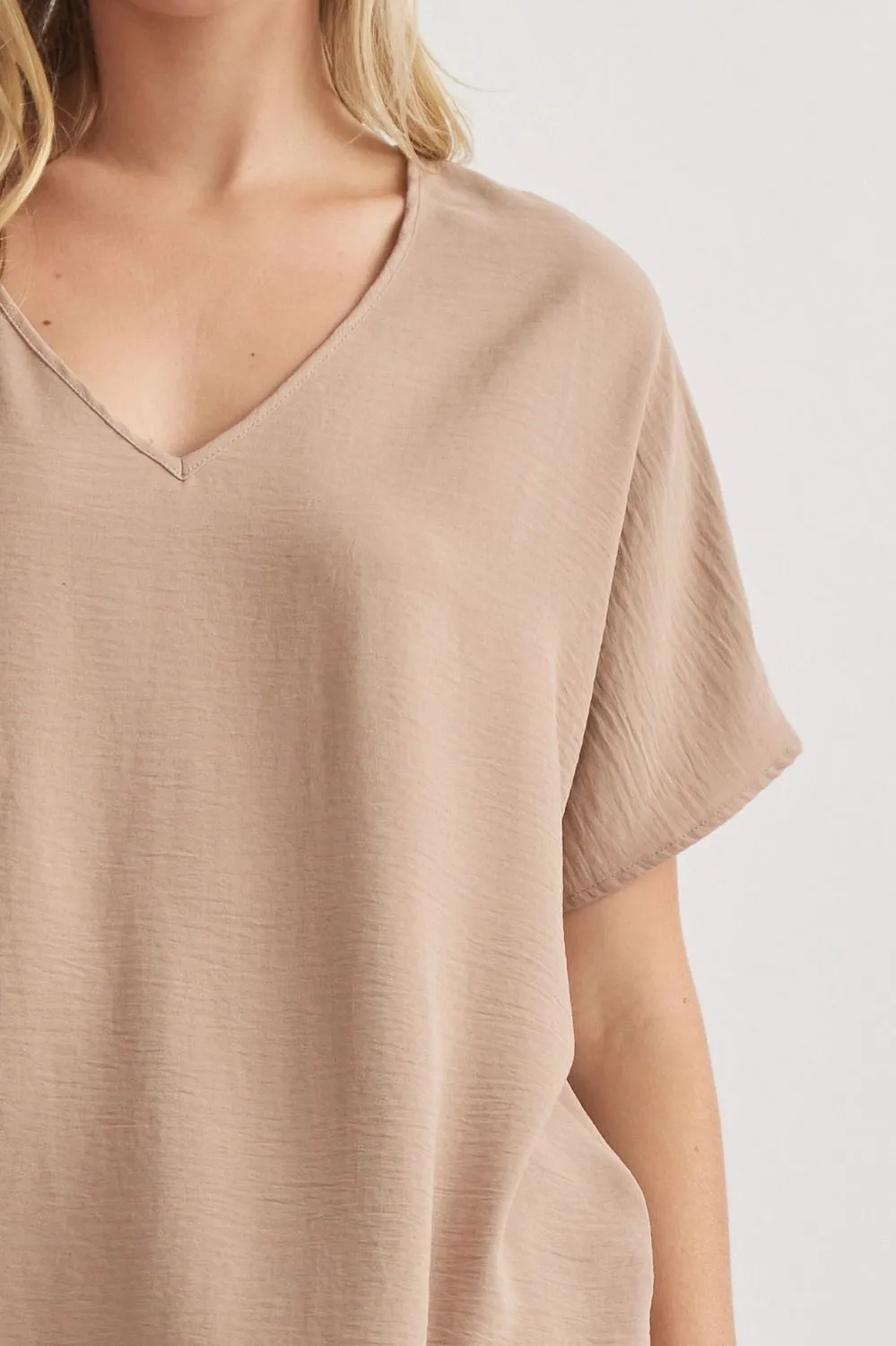 Blissful Basics V-Neck Top - Latte