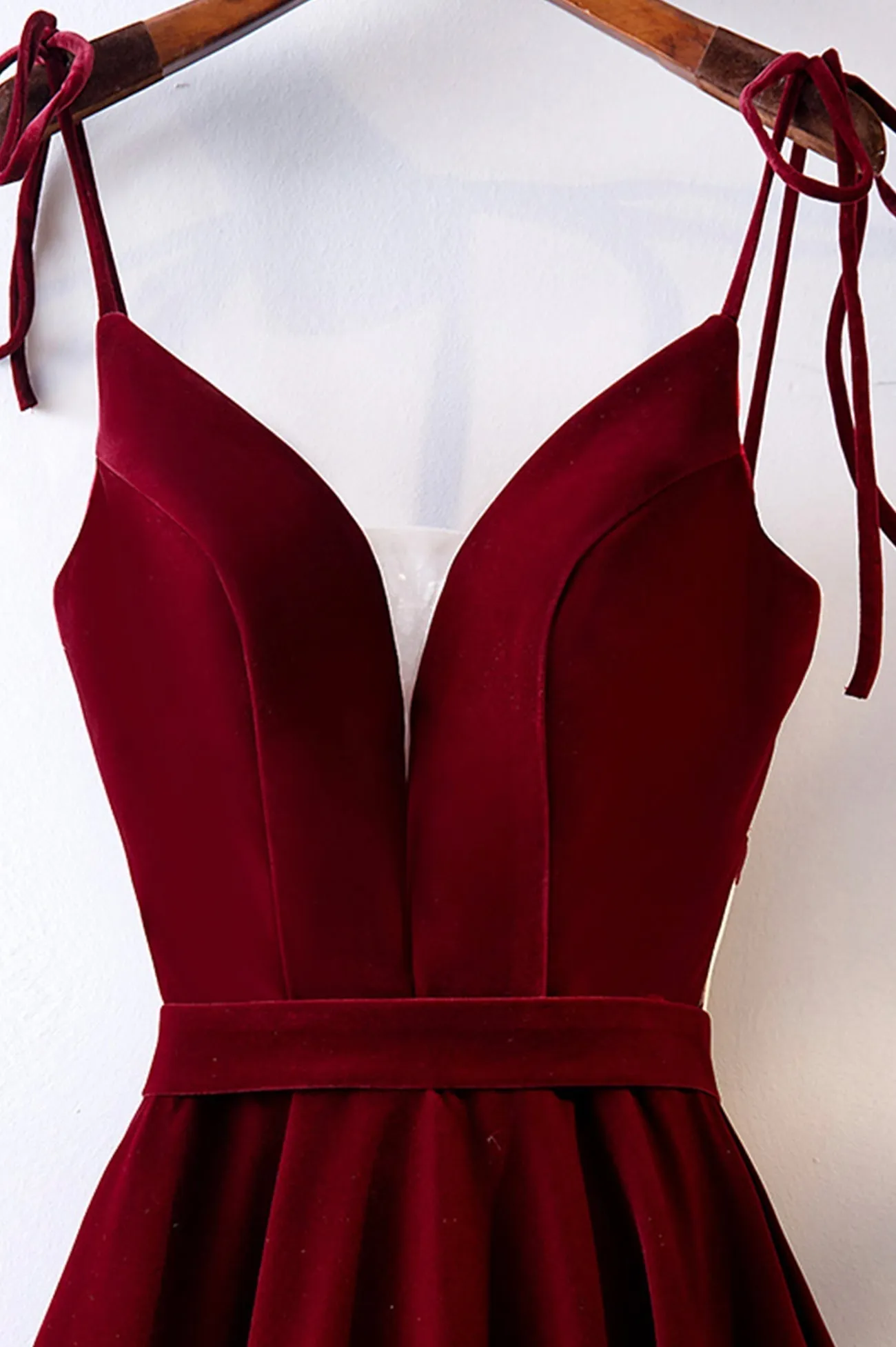 Burgundy Velvet Long Prom Dresses Simple A-Line Evening Dresses