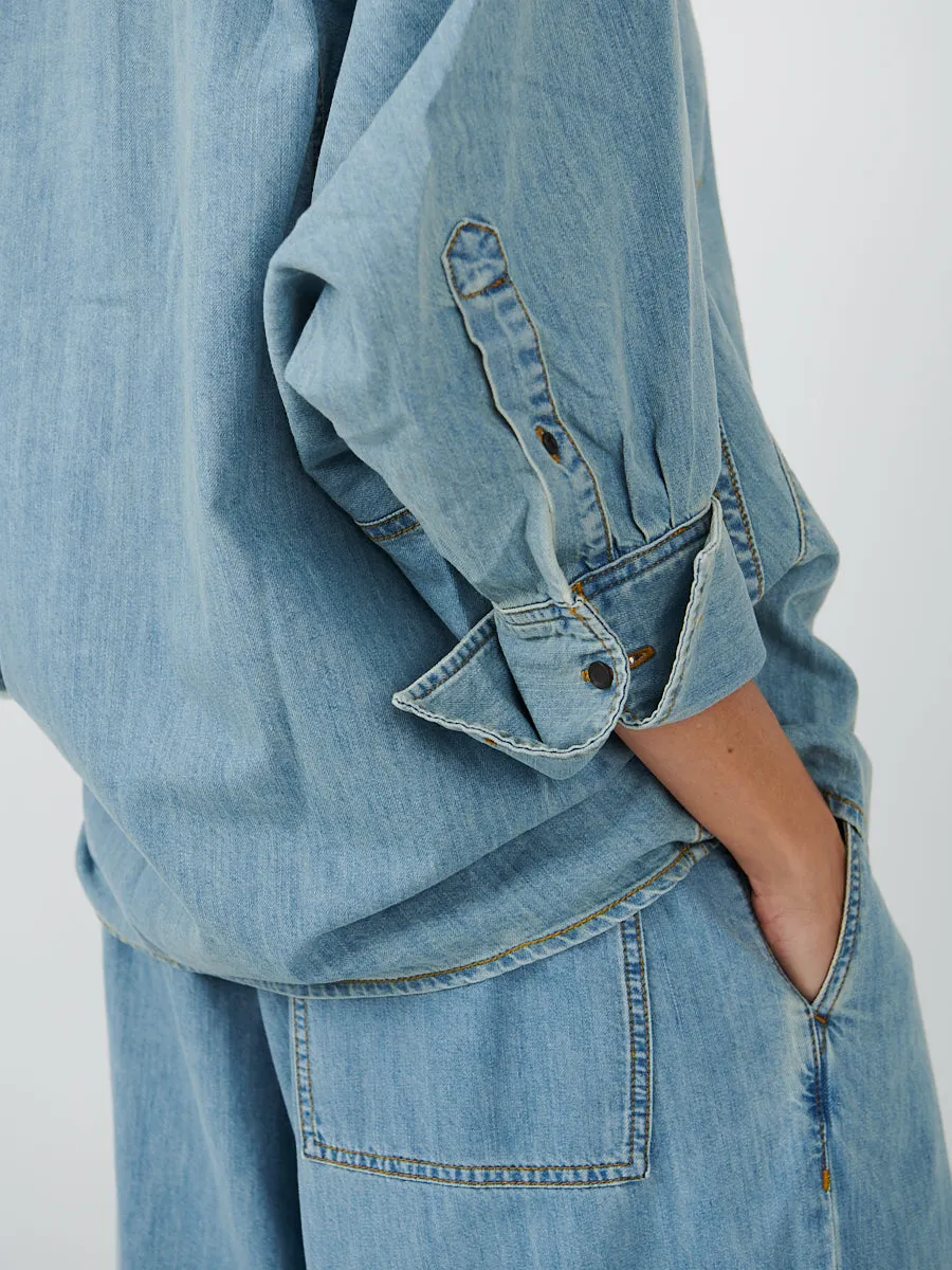 Clarissa Denim Shirt in Ice Blue