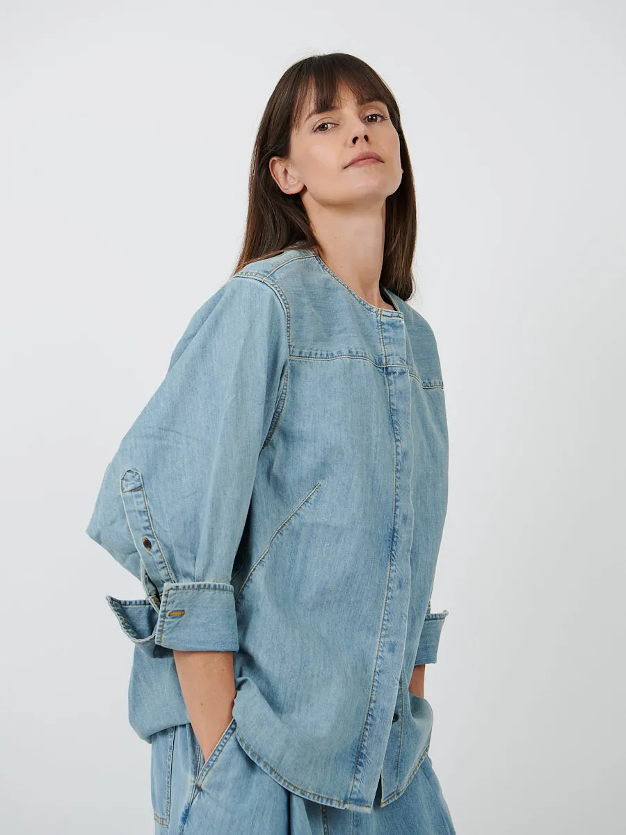 Clarissa Denim Shirt in Ice Blue