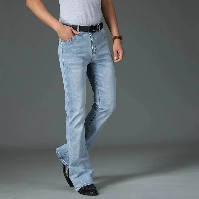 Classic Style Denim Flared Jeans