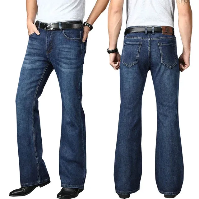 Classic Style Denim Flared Jeans