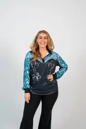 Cowgirl Tough Turquoise Fishing Shirt - Quick Dry & UV Rated