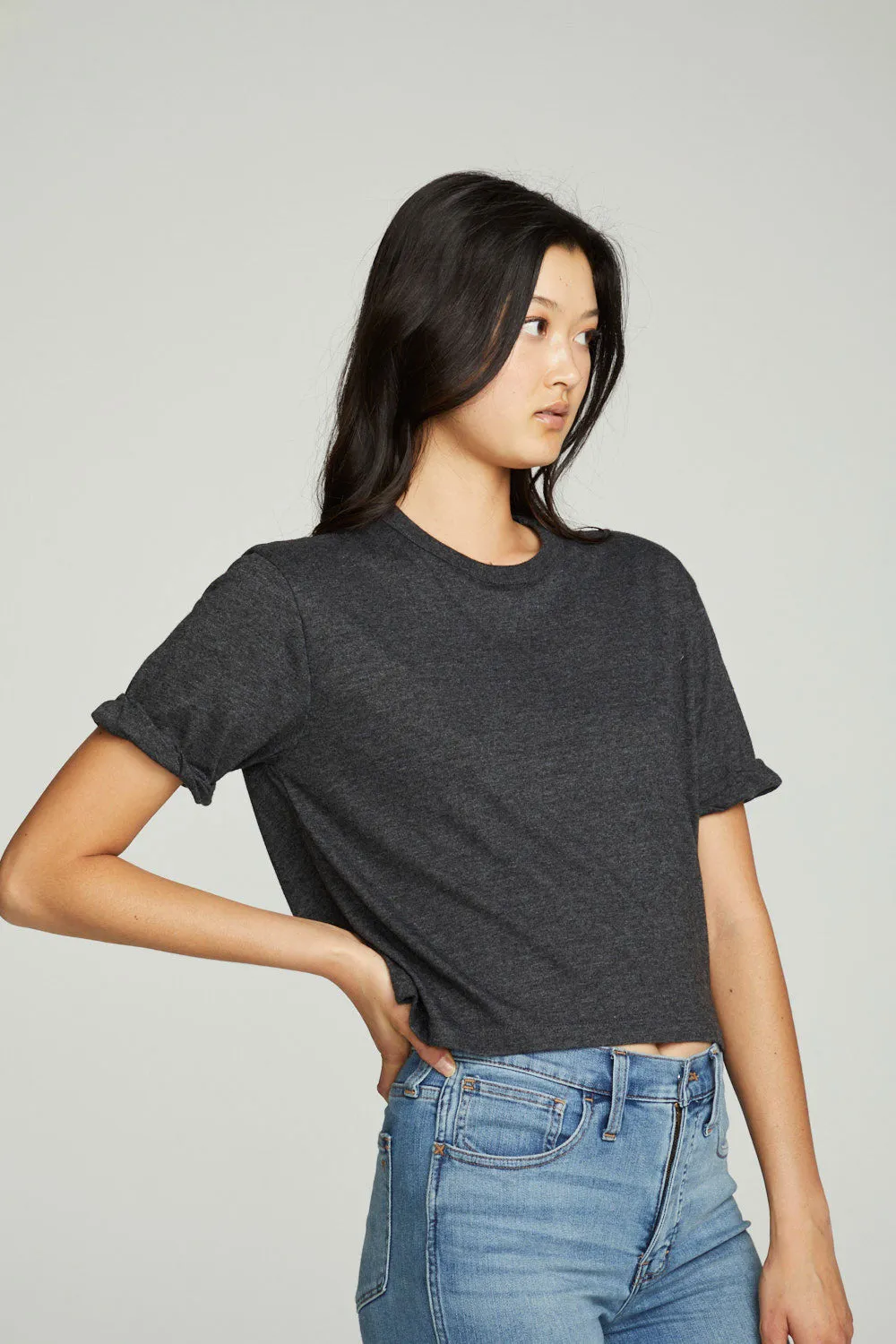 Cropped Crew Neck Short Sleeve Tee