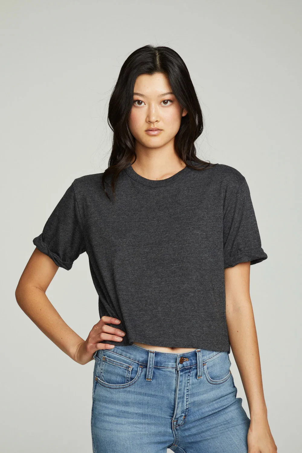 Cropped Crew Neck Short Sleeve Tee