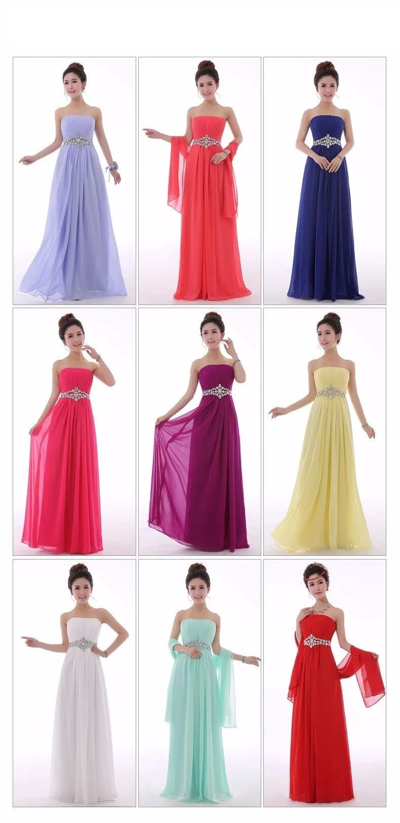 Crystal Chiffon Bridesmaid Evening Dresses at Bling Brides Bouquet online Bridal Store