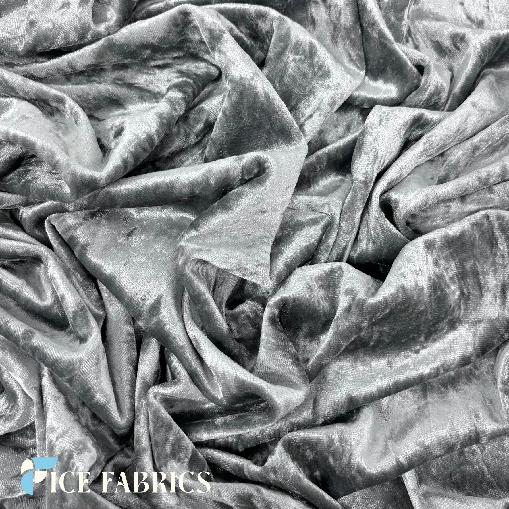 Dark Gray Stretch Crushed Velvet Fabric