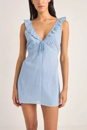 Elsie Ruffle Mini Dress Cornflower