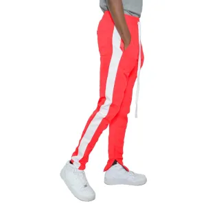 Fuchsia White Classic Slim Fit Track Pants