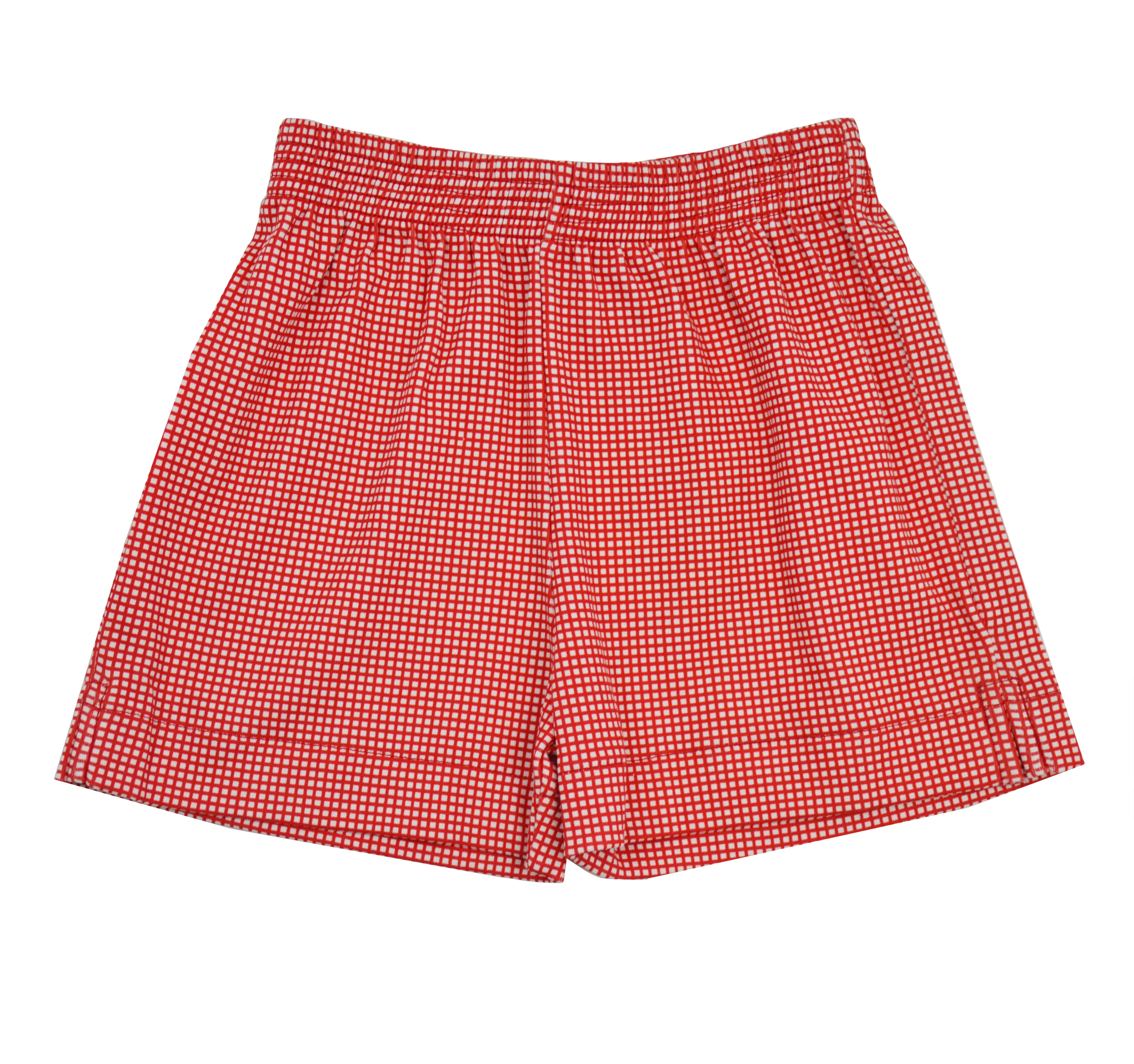 Gingham Knit Shorts | Red (2T, 3T, 4T, 5, 6, 7)