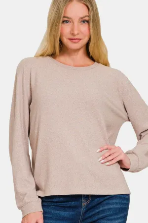 Hacci Round Neck Long Sleeve T-Shirt