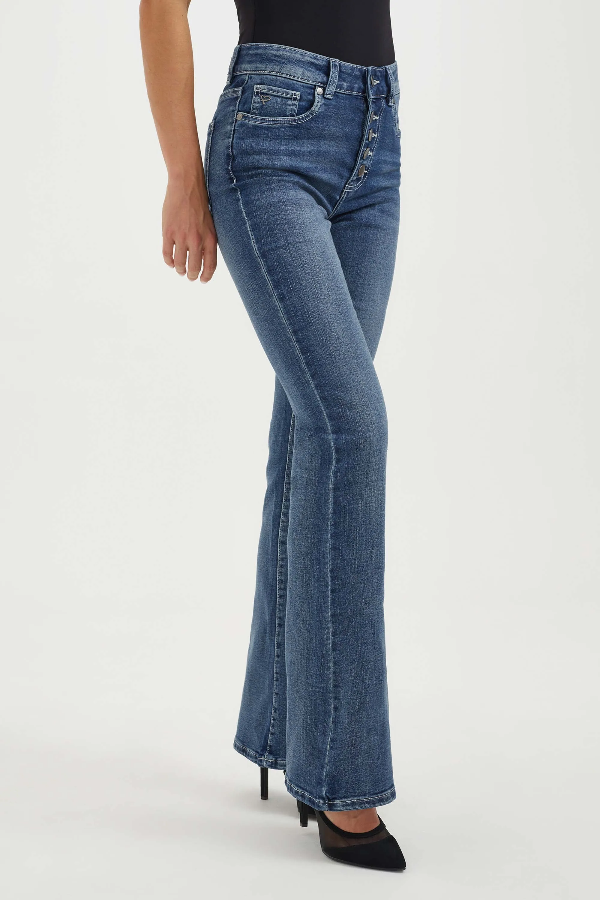 High-waisted Stevie jeans and flared leg