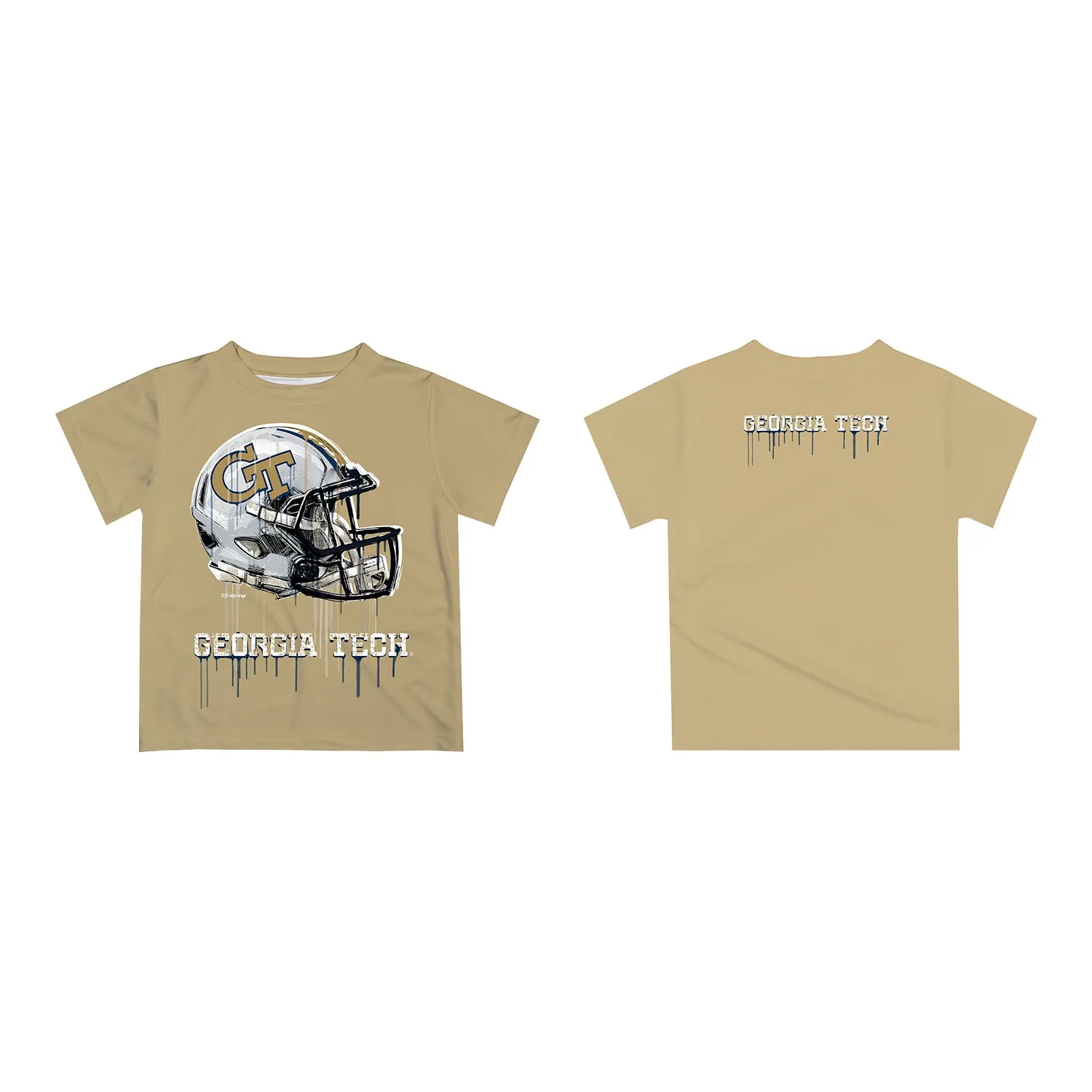 Infant Georgia Tech Yellow Jackets Dripping Football Helmet Gold T-Shirt