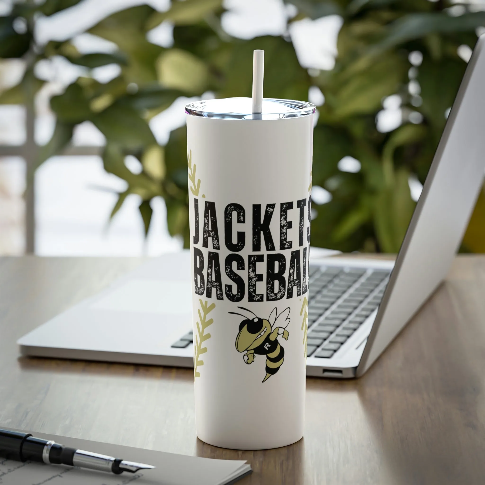 Jackets Baseball Skinny Steel Tumbler with Straw, 20oz