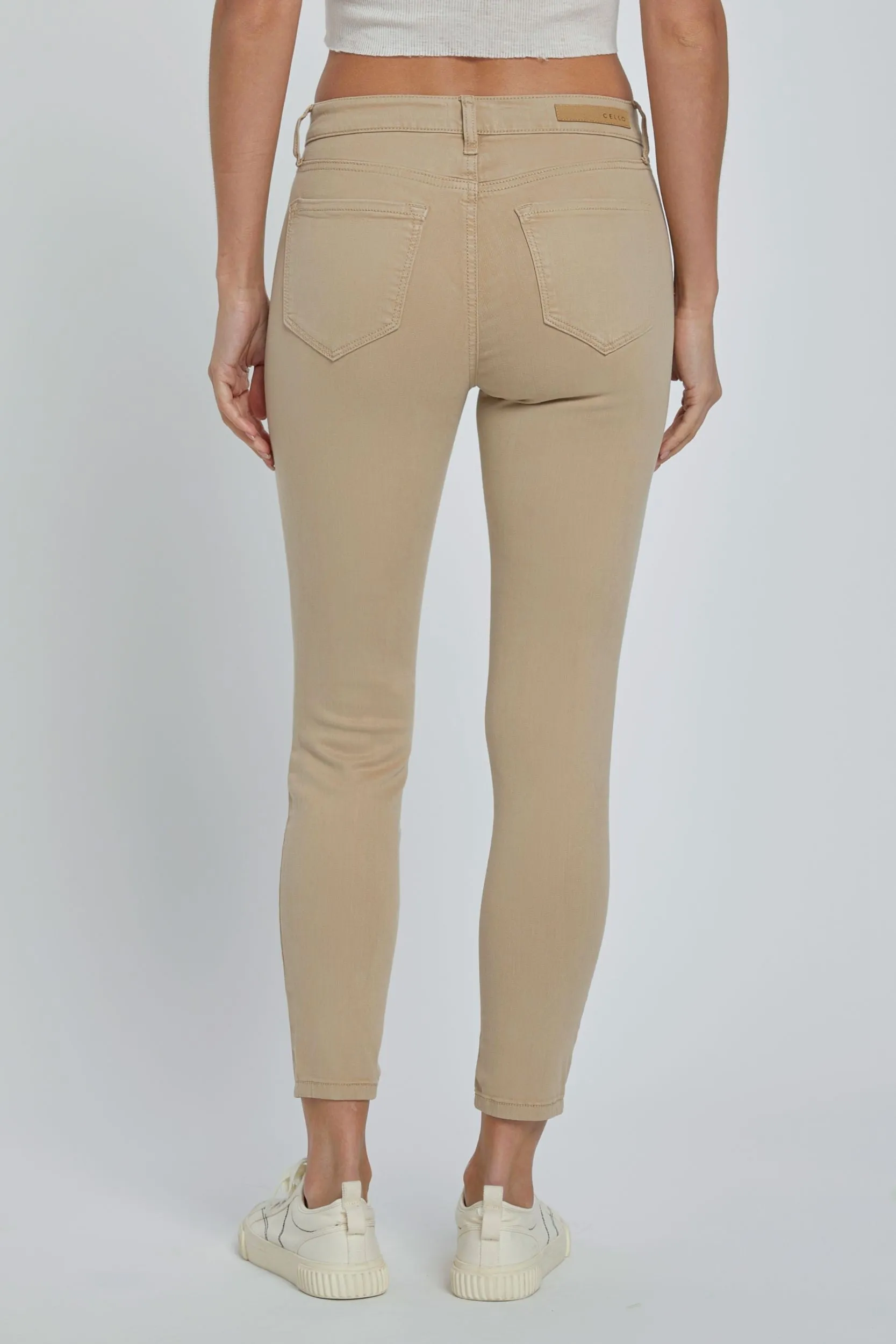 Kimmie Khaki Mid-rise Skinny Jeans