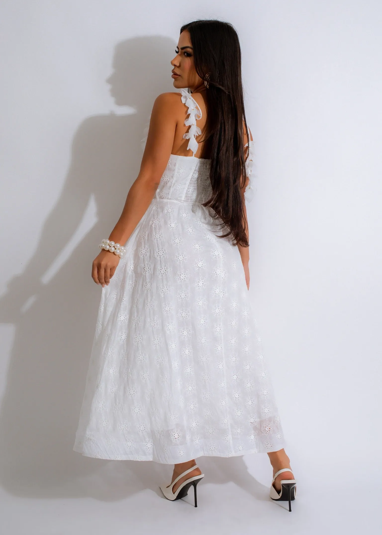 Lazy Days Lace Midi Dress White