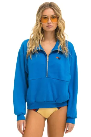 LOGO EMBROIDERY HALF ZIP SWEATSHIRT - OCEAN