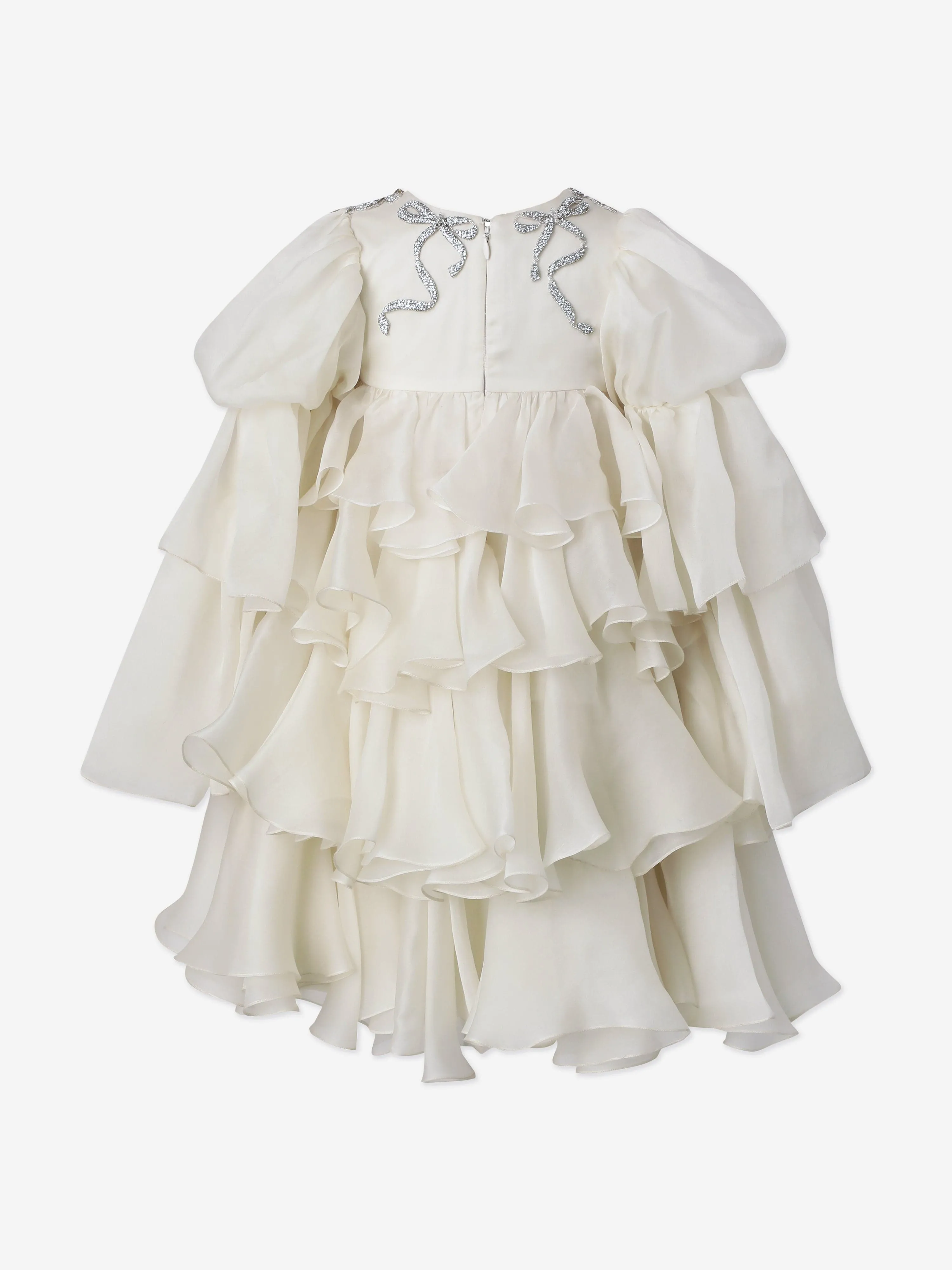 Maison Ava Girls Lorriane Chiffon Ruffle Dress in Ivory